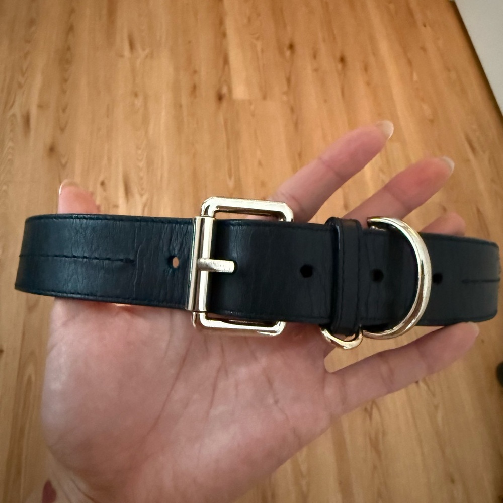 Cole Haan Black Leather Belt with Gold Buckle